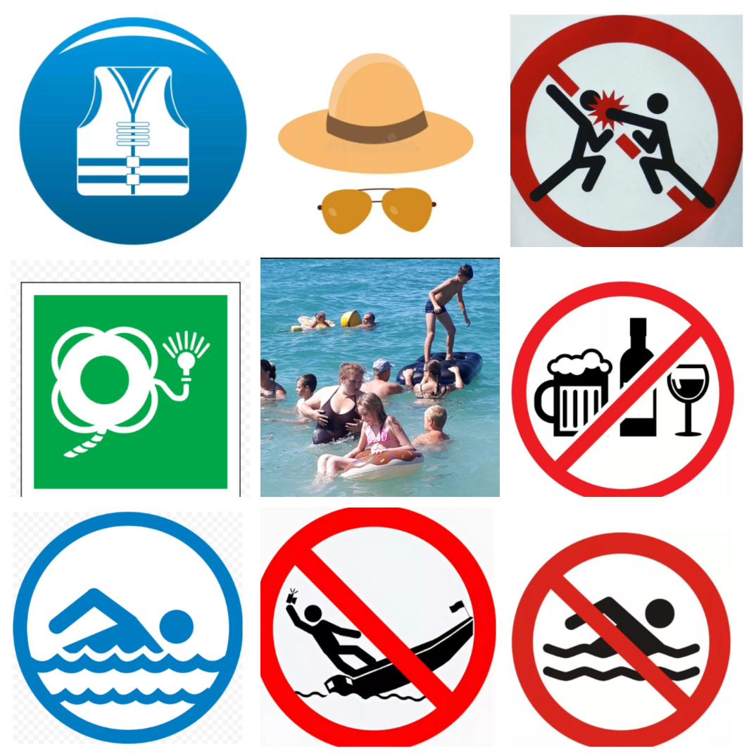 Нарисовать знаки к правилам безопасности у воды. Знаки безопасное лето. Разрешающие знаки у водоема. Знаки безопасности возле воды. Разрешающие и запрещающие знаки у водоемов.